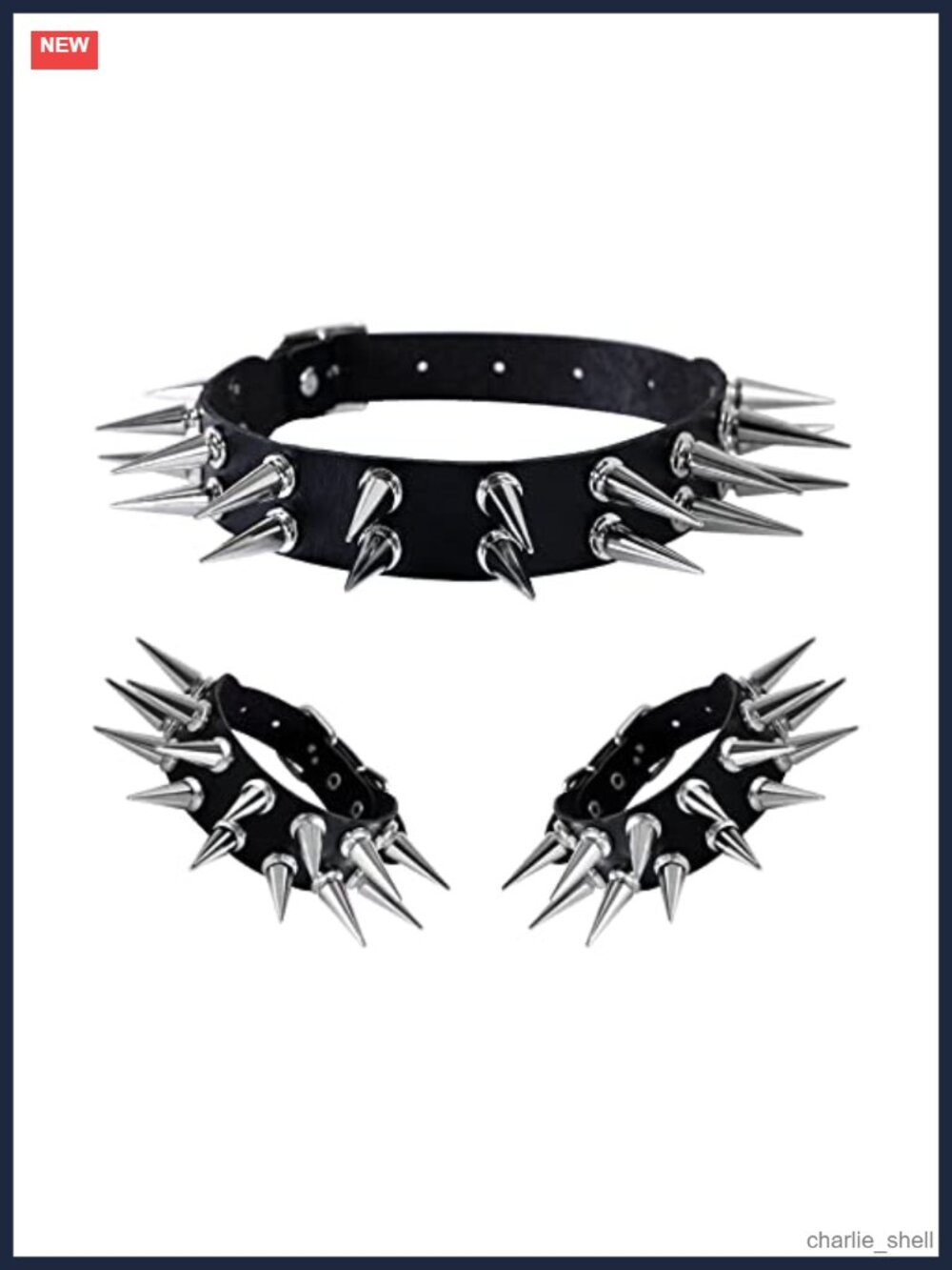 Faux Leather Studded Spike Bracelet Choker Punk Gothic Rivet Cuff Bangle Set